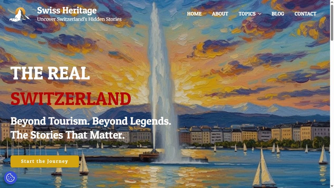 Screenshot der Startseite von Swiss Heritage